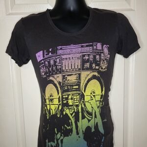 The Beautiful Ones Boombox Graphic Boom T-Shirt Gray Retro Streetwear Size Small